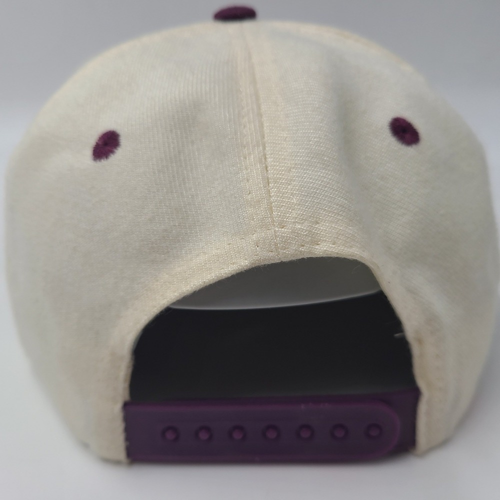 Vintage Anaheim Mighty Ducks Hat Snapback Logo Athletic Purple Cream Sharktooth - Picture 8 of 15
